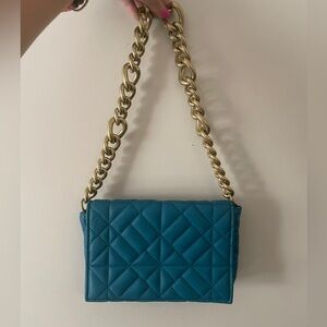 Turquoise over shoulder Zara bag!